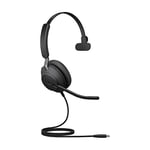 Jabra Evolve2 40 Casque PC Mono Écouteurs Certifié Microsoft Teams à Réduction du Bruit avec Technologie d'Appel à 3 Microphones - Câble USB-C - Noir
