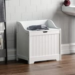 Bath Vida Priano Bathroom Laundry Cabinet Storage Cupboard Chest Bin Wooden Basket Unit (White)