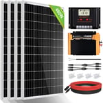 ECO-WORTHY Kit complet de panneau solaire 480W 12V avec Onduleur hors reseau 1100W 12V et contrôleur de charge solaire 60A pour bateau, maison,