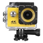 Caméra d'action WiFi 4K Caméra de Sport Ultra HD 30M 170 Grand Angle étanche DV Caméscope avec EIS Gyroscope Double Anti Shake,Jaune