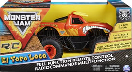 Monster Jam, Official El Toro Loco Remote Control Monster Truck, 1:24 Scale, 2.