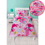 TROLLS DREAMS SINGLE DUVET COVER SET POPPY PINK GIRLS - 2 IN 1 DESIGN