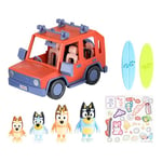 Bluey Heeler Family 4WD Vehicle and 4 Figure Pack, 2.5-3 Inch Figures, 2 Surfboards Accessories and Stickers Amazon Exclusive