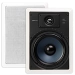 Polk Audio RC85i 2-Way Premium in-Wall 8" Speakers (Pair) | Perfect for Damp and Humid Indoor/Outdoor Placement (White, Paintable Grille)