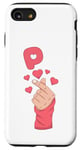 iPhone SE (2020) / 7 / 8 Letter P Monogram with Heart Gesture, Cute Monogram Initial Case