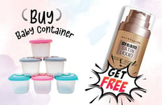 Baby Food Containers 6Pcs Get Maybelline Dream Radiant Foundation 54 Toffee FREE