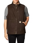 Carhartt Men's Loose Fit Washed Duck Sherpa-Lined Mock-Neck Vest Work Utility Outerwear, Dunkelbraun, S