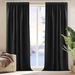 Deconovo Lot de 2 Rideau Occultant Thermique Anti Froids Isolants Galon Fronceur Rideau de Porte D'entrée, Rideaux Salon Design Moderne Rideau Halloween Noir Occultant, 132x160cm