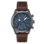 Hugo Boss Men's Wrist Watch Pilot Edition Chrono 1513852 Leather Band