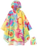 WAWSAM Poncho de Pluie Enfants Légère Imperméable à Capuche Réutilisable pour Fille Cape de Pluie Pliable Cape de Pluie pour Tout-petit la Randonnée en Plein Air