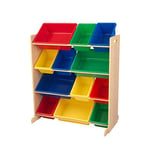 KidKraft Primary Sort It and Store It Toy Organiser, Kids' Storage Unit with 12 Plastic Bins, Removable Storage Boxes, Children's Playroom/Bedroom Furniture, 16774