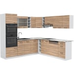 Vicco - Cuisine en angle R-Line, Sonoma/blanc, 237 x 60 cm sans plan de travail