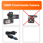 3-kanals Dash Cam för bilkamera 1080P videoinspelare Dashcam Black Box Dubbel lins inuti bil DVR Bakre kamera biltillbehör dual camera 128GB