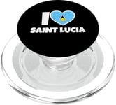 I Love Saint Lucia with Flag and Heart PopSockets PopGrip for MagSafe