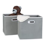 Relaxdays Boîte de Rangement Pliable Lot de 2 caisses Ouvertes HxlxP 30 x 30 x 30 cm Pliante Coffre, Gris, Plastique, 2 unités