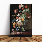 Big Box Art Canvas Print Wall Art Willem Van Aelst Still Life Flowers 2 | Mounted & Stretched Box Frame Picture | Home Decor for Kitchen, Living Room, Bedroom, Hallway, Multi-Colour, 30x20 Inch