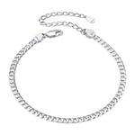 Suplight Bracelet en Argent 925 pour Homme Femme Fille Chaîne Cubaine 3mm de large 16cm+5cm de long Argent sterling