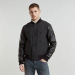 Varsity Wool Leather Jacket - Grey - Men