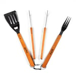 MasterCook Ensemble d'accessoires Professionnels en Acier Inoxydable et Bois pour barbecue, kit d'accessoires BBQ avec Pince, Fourche et spatule, Accessoires barbecue Professionnels