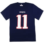 Fanatics Mens NFL New England Patriots Julian Edelman 11 T-Shirt - Blue Cotton - Size Large