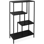 Sweeek - Etagère bibliothèque noir en métal noir asymétrique 4 niveaux industrielle l 69 x p 33 x h 113.5cm