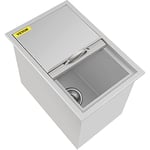 Happybuy Glacière à Bière Inox 46x31x37cm,Coffre à Glaçon à Vin en Acier Inoxydable 304 avec Couvercle, Tuyau, Bouchon de Vidange pour Garder au Frais, Isolation de Fraicheur