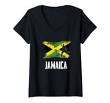 Womens Jamaica Flag Jersey Jamaican Soccer Team Jamaican V-Neck T-Shirt