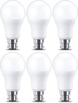 Amazon Basics Lot de 6 ampoules LED Culot à baïonnette B22 10.5 W (équivalent 75 W) Blanc chaud Intensité non variable