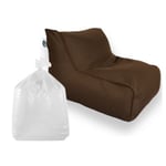 Set Daddy Cool fauteuil XL + polystyrène 100 x 90 x 70cm intérieur & extérieur, déhoussable et résistant aux UV, Brun