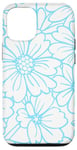 Coque pour iPhone 15 Pro Light Blue Floral Minimalist Flowers Phone Cover