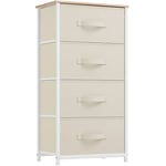 YITAHOME Commode pour Chambre à Coucher, Commode à 9 Tiroirs en Tissu Meuble de Rangement avec Dessus en Bois et Grand Espace de Rangement Chambre à Coucher, Salon, Chambre d'enfant, Crème Blanche