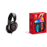 SteelSeries Arctis Nova 3 - Casque de Jeu Multi-système — Pilotes Haute Fidélité — PC, PS5, PS4, Switch + Console Nintendo Switch (Modèle OLED) avec Manettes Joy-Con Bleu Néon/Rouge Néon