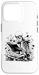 iPhone 16 Pro Skeleton Reading Book Floral Wisdom Funny Book Lover Case