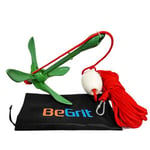 BeGrit Ancre de kayak 1,5 kg - Petit kit d'ancrage pour bateau - Vert - Pliable - En acier au carbone - Pour canoë, jet ski, SUP - Avec sac de transport de 10 m de diamètre 6 mm