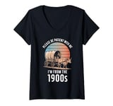 Womens Please Be Patient With Me I'm From The 1900s Vintage Retro V-Neck T-Shirt