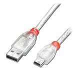 LINDY 41785 5 m Type A to Mini-B USB 2.0 Cable - Transparent