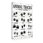 Animal Tracks Field Guide Sign Metal Tin Sign Wall Art Decor Farmhouse Home Rustic Decor Gifts - 8x12 Inch