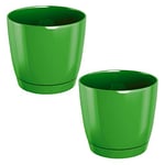 2x pot en plastique rond coubi rond p en couleur vert olive 10 (long) x 10 (largeur) x 9.2 (hauteur) cm