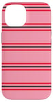 Coque pour iPhone 14 Rose et rouge rayé mignon girly esthétique Preppy Stripe