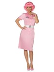 Smiffys Grease Frenchy Beauty School Drop Out Costume in Pink for Adults, Dress and Belt, Officially Licensed, Ideal for Fancy Dress with Grease Logo, Featuring Beauty School Details