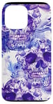 Coque pour iPhone 13 Pro Max Aquarelle violette ethnique horreur bleu feu flamme crâne