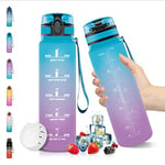 Vikaster Gourde Sport,500 ML Bouteille d'eau,sans BPA, Étanche & Réutilisable,avec Filtre onvient pour le Camping,en Plein Air, Bleu Violet