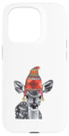 Coque pour iPhone 15 Pro Mère de cerf faon mignon portant un chapeau d'hiver tricoté dessin croquis