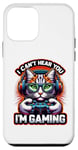 Coque pour iPhone 12 mini Chat gamer rétro avec casque : Can't Hear You, I'm Gaming!