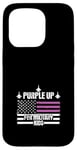 Coque pour iPhone 15 Pro Purple Up For Military Kids Drapeau américain Enfant militaire