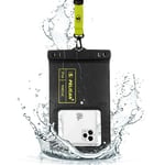 Pelican Marine - IP68 Waterproof Phone Pouch [XL Size] Floating Waterproof Phone Case/Bag for iPhone 15 Pro Max/14 Pro Max/13/12/S24 Ultra/S23/S22/Pixel 8 - Detachable Lanyard - Black/Hi-Vis Yellow