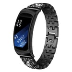 Samsung Gear Fit2 Tekojalokivi Metalli Vaihdettava kellon Ranneke - Musta