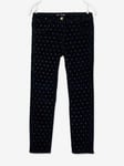 MorphologiK Slim Leg Corduroy Trousers with Iridescent Dots for Girls, Medium Hip dark blue/print