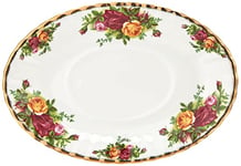 Royal Albert Old Country Roses IOLCOR00111 21.5cm Sauce Boat Stand, White, Fine Bone China