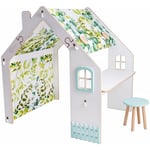 Habitat Et Jardin - Maisonnette pour enfant en bois 'Bianelli' avec bureau - 114 x 93 x 120 cm - Blanc / Menthe